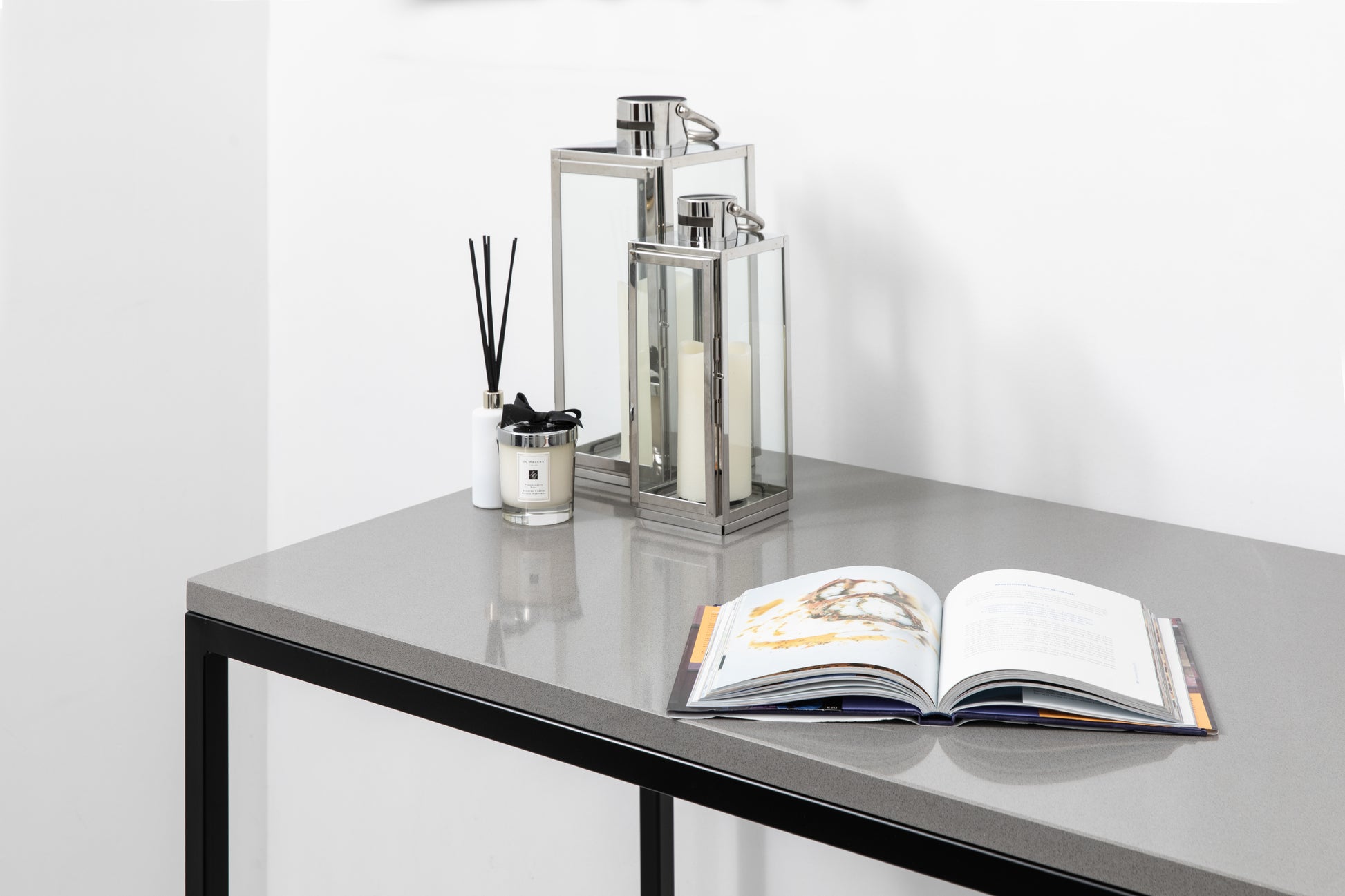 Standalone Grey Marble Steel Breakfast Bar - RESS Furniture Ltd. Decorative View