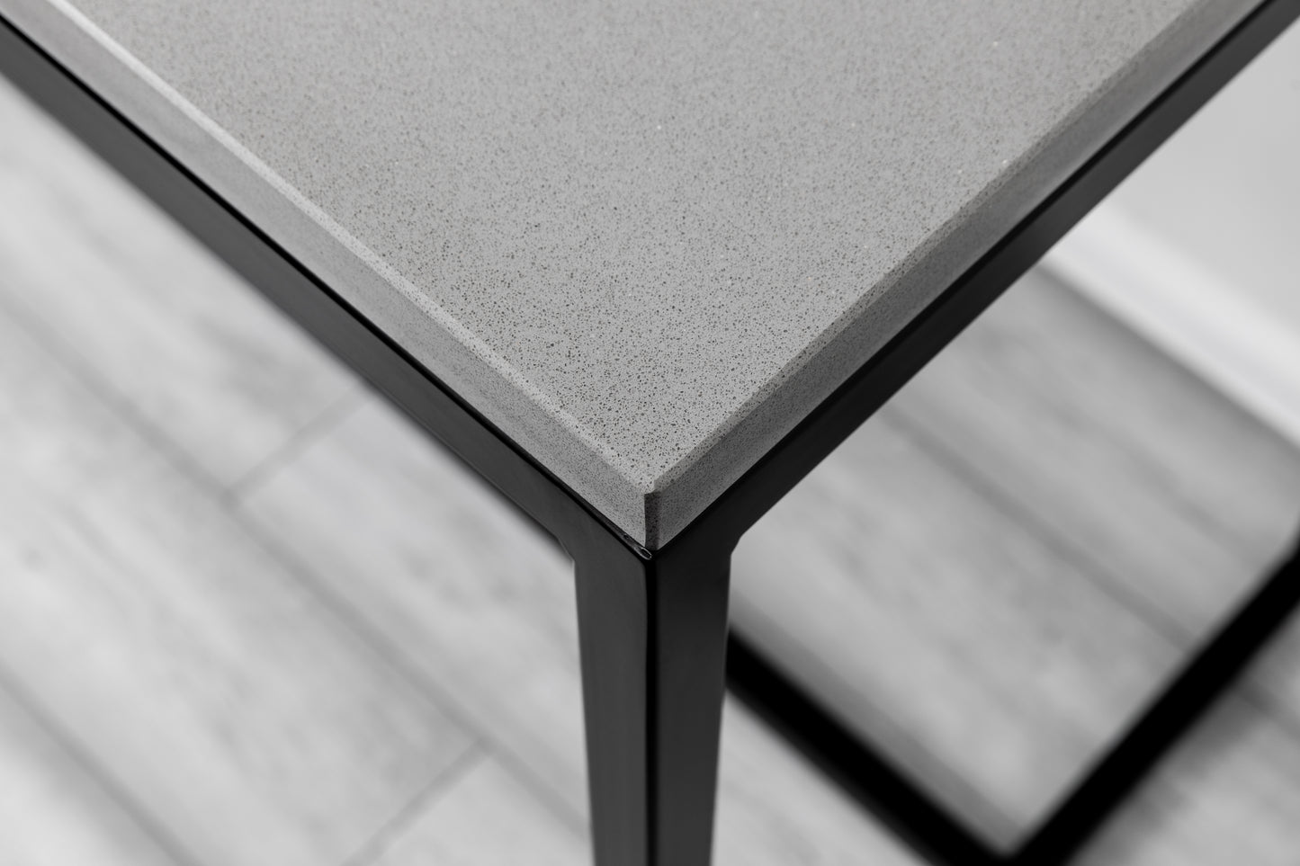 Standalone Grey Marble Steel Breakfast Bar - RESS Furniture Ltd. Corner Close Up