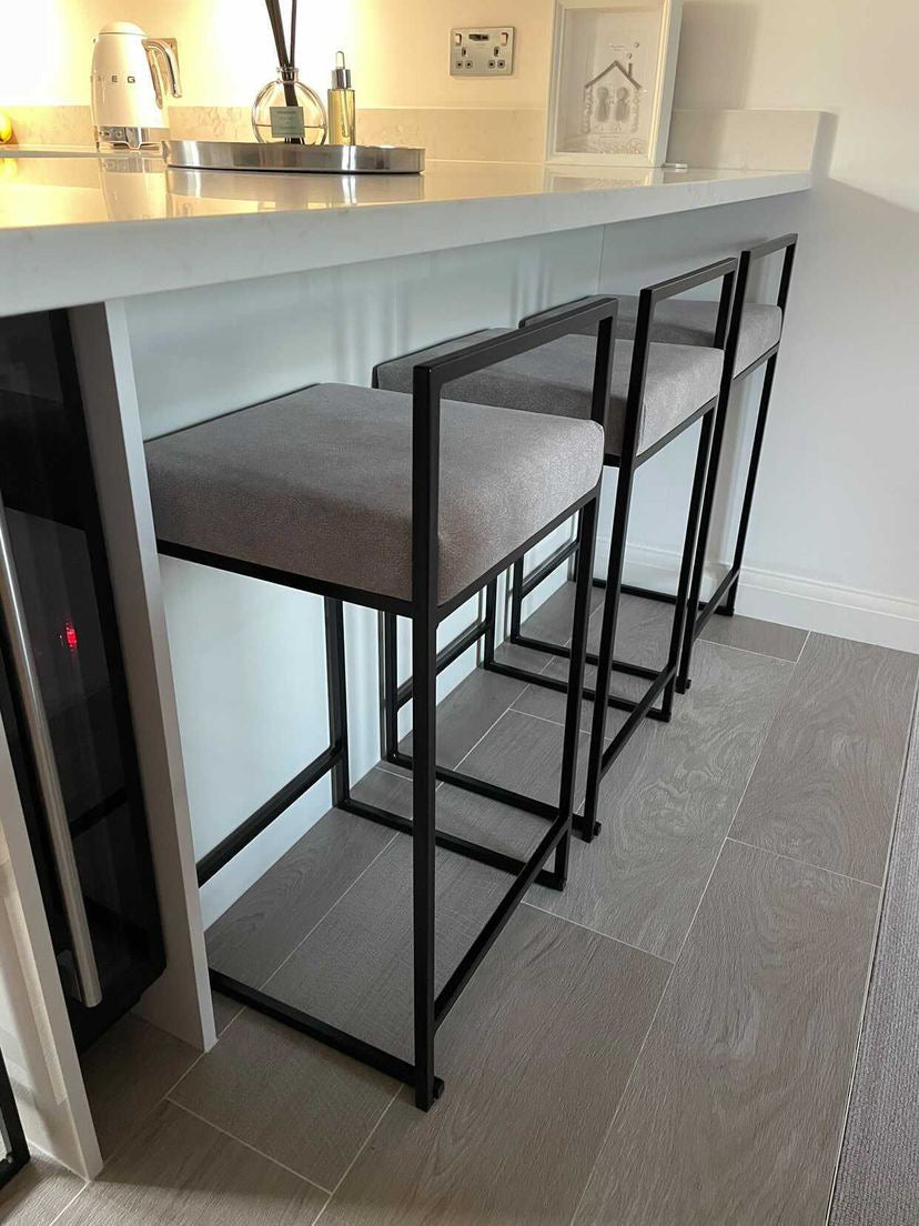 Steel Framed Bar Stools- RESS Furniture Ltd. Light Grey