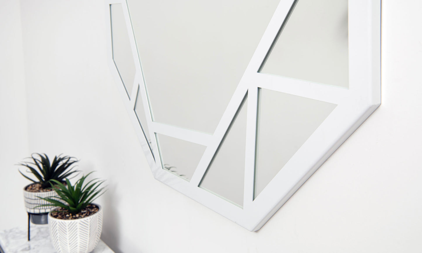 Abstract Geometric Wall Mirror - RESS Furniture Ltd. Matte White