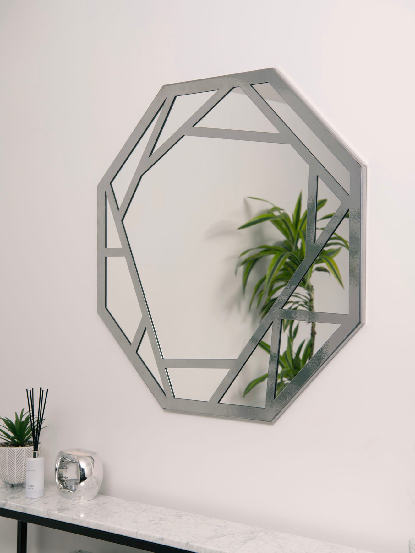 Abstract Geometric Wall Mirror - RESS Furniture Ltd. Chrome