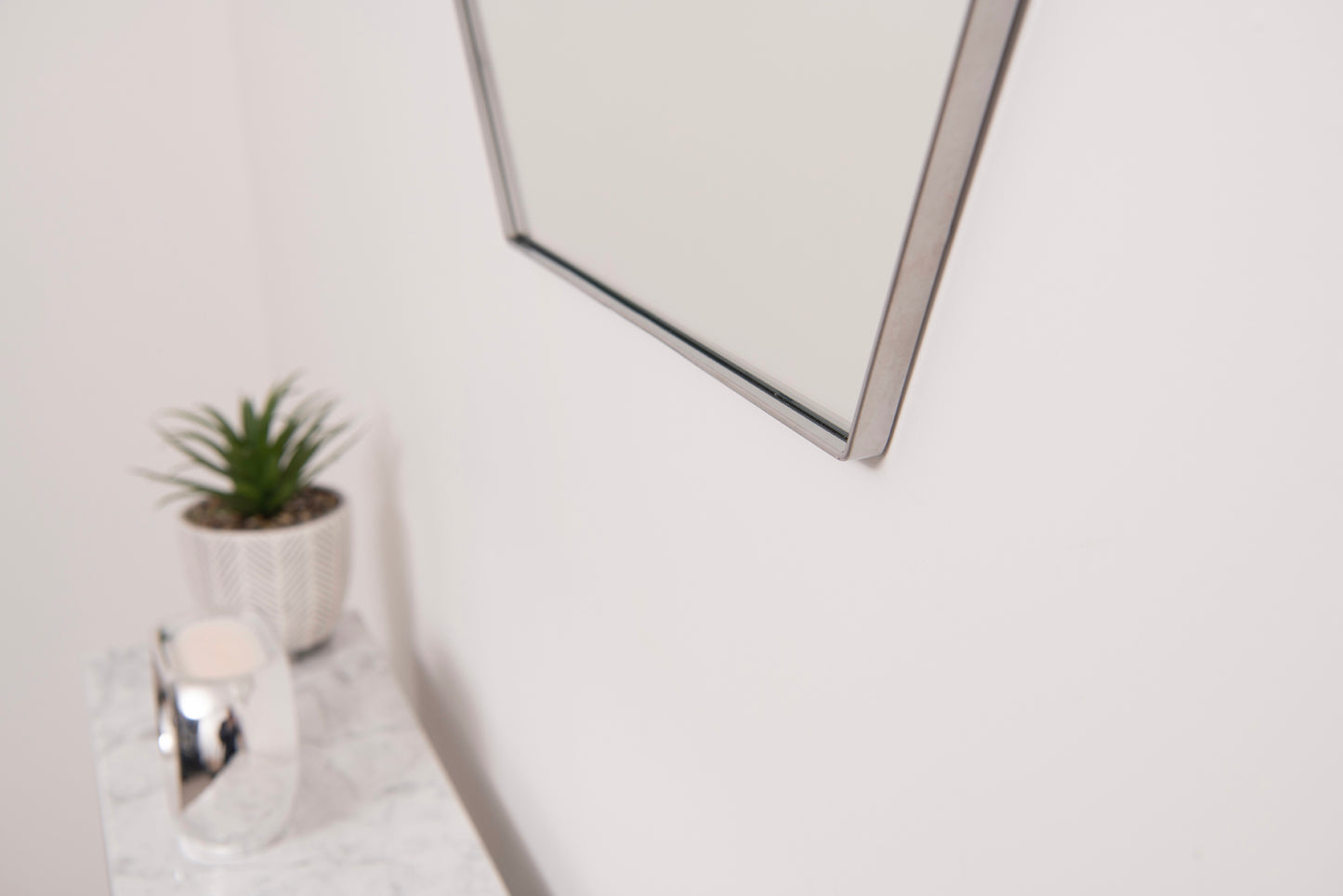 Geometric Hexagon Wall Mirror - RESS Furniture Ltd. Chrome Close Up