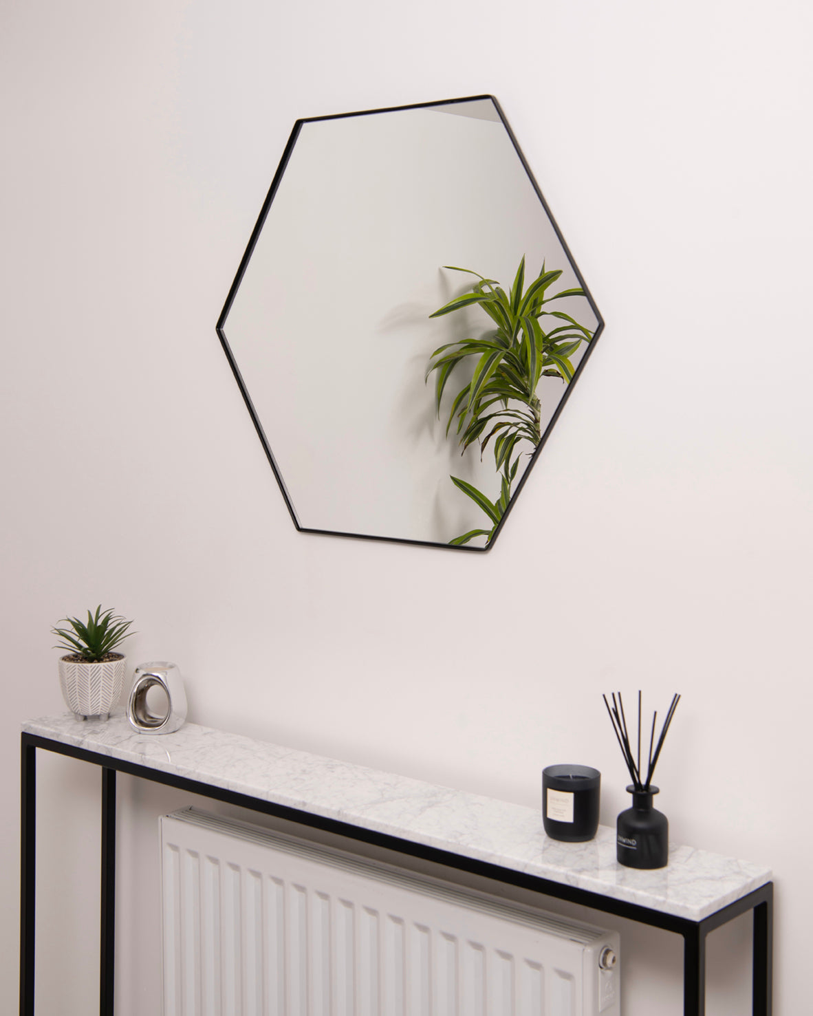 Geometric Hexagon Wall Mirror - RESS Furniture Ltd. Matte Black