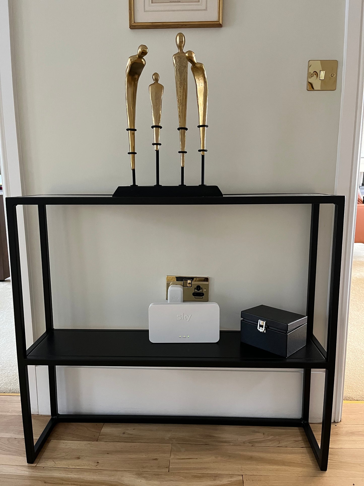 Glass Console with Shelf