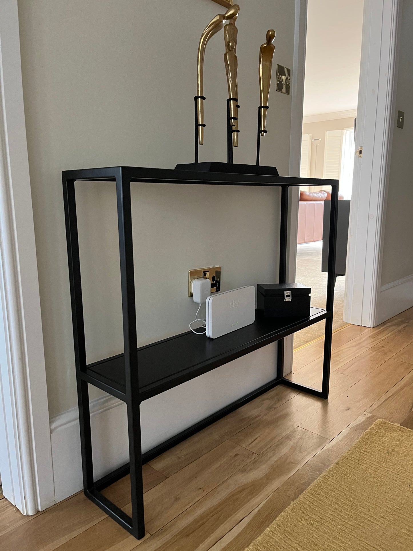 Glass Console Table with Steel shelf