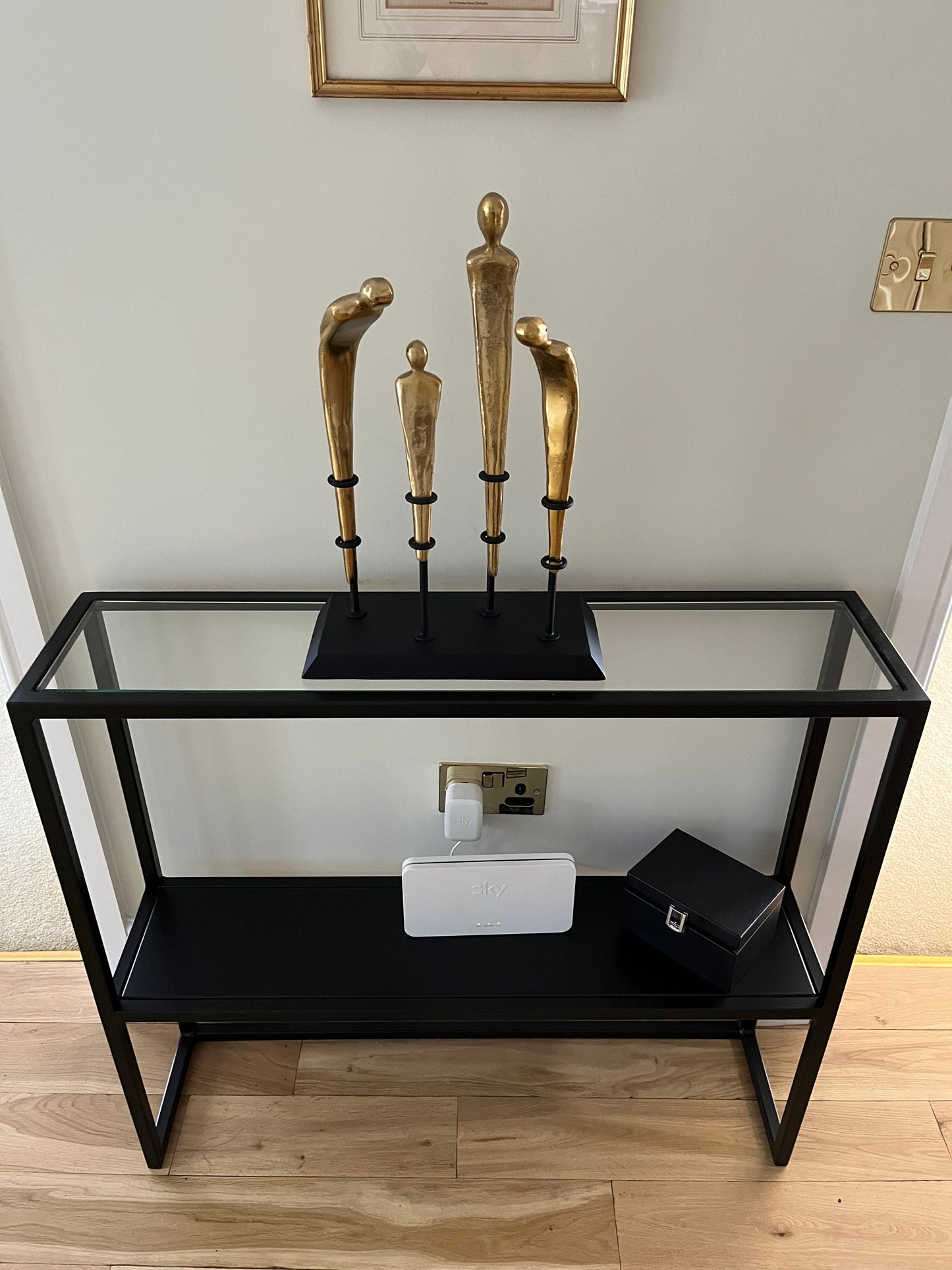 Glass Console with Shelf