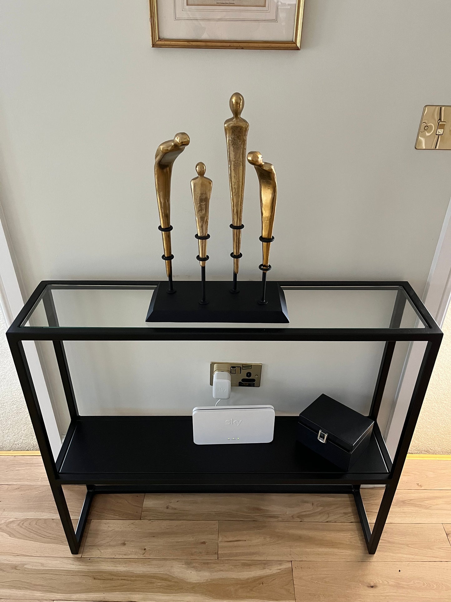 Glass Console Table with Steel shelf