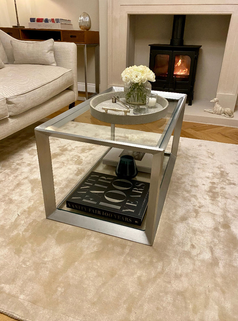 Aluminium Glass Table - RESS Furniture Ltd. Side View