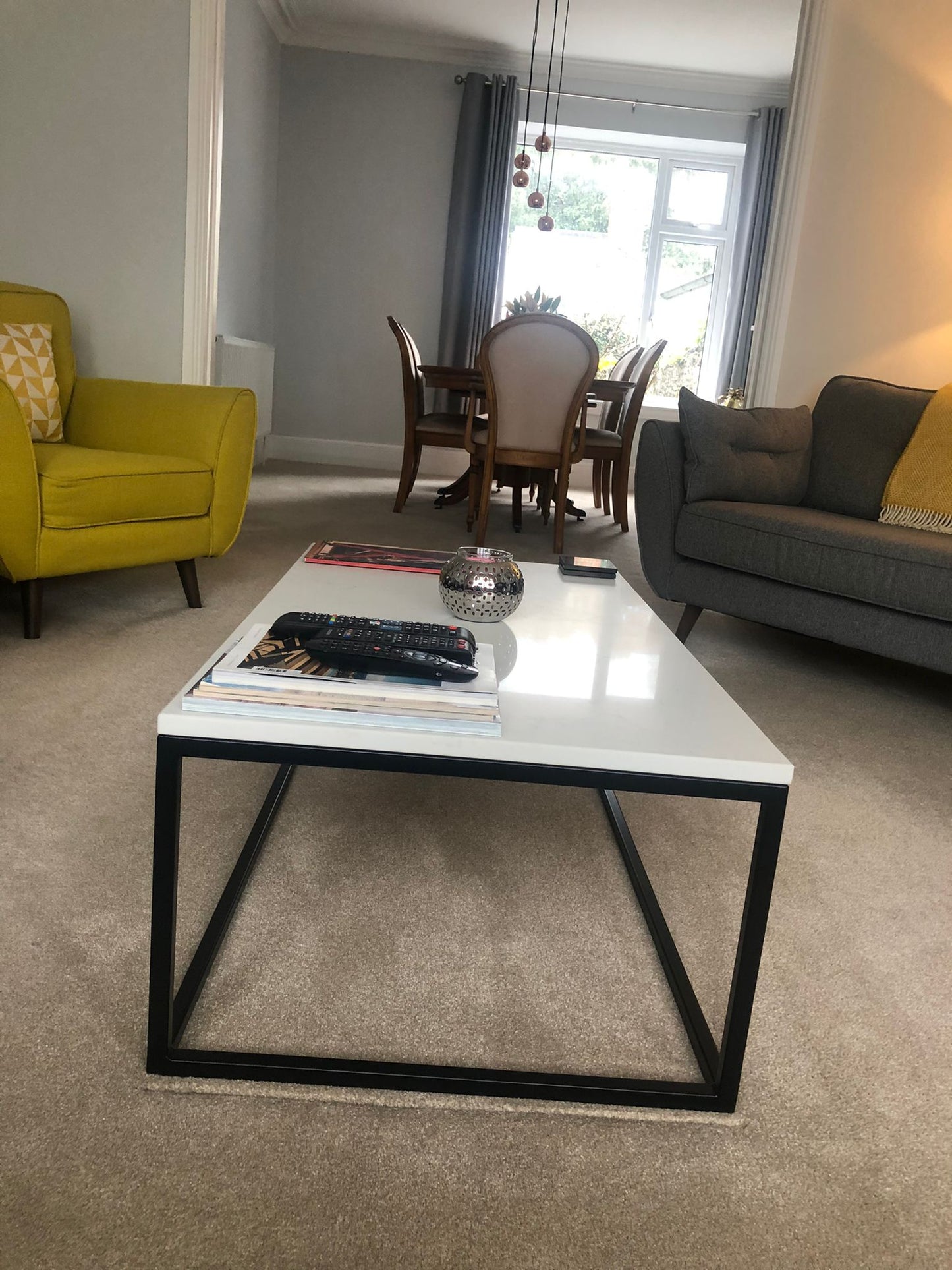 Large Calcatta Marble Topped Coffee Table- RESS Furniture Ltd. Side View