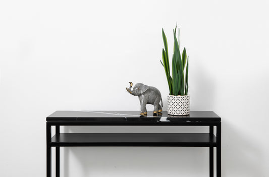 Eternal Marquinna Black Marble Console Table with Shelf- RESS Furniture Ltd