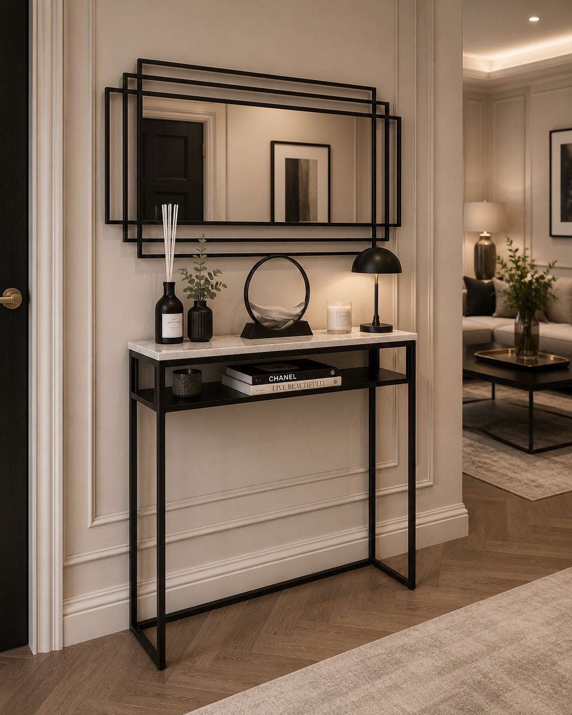 Carrara Console Table with Shelf