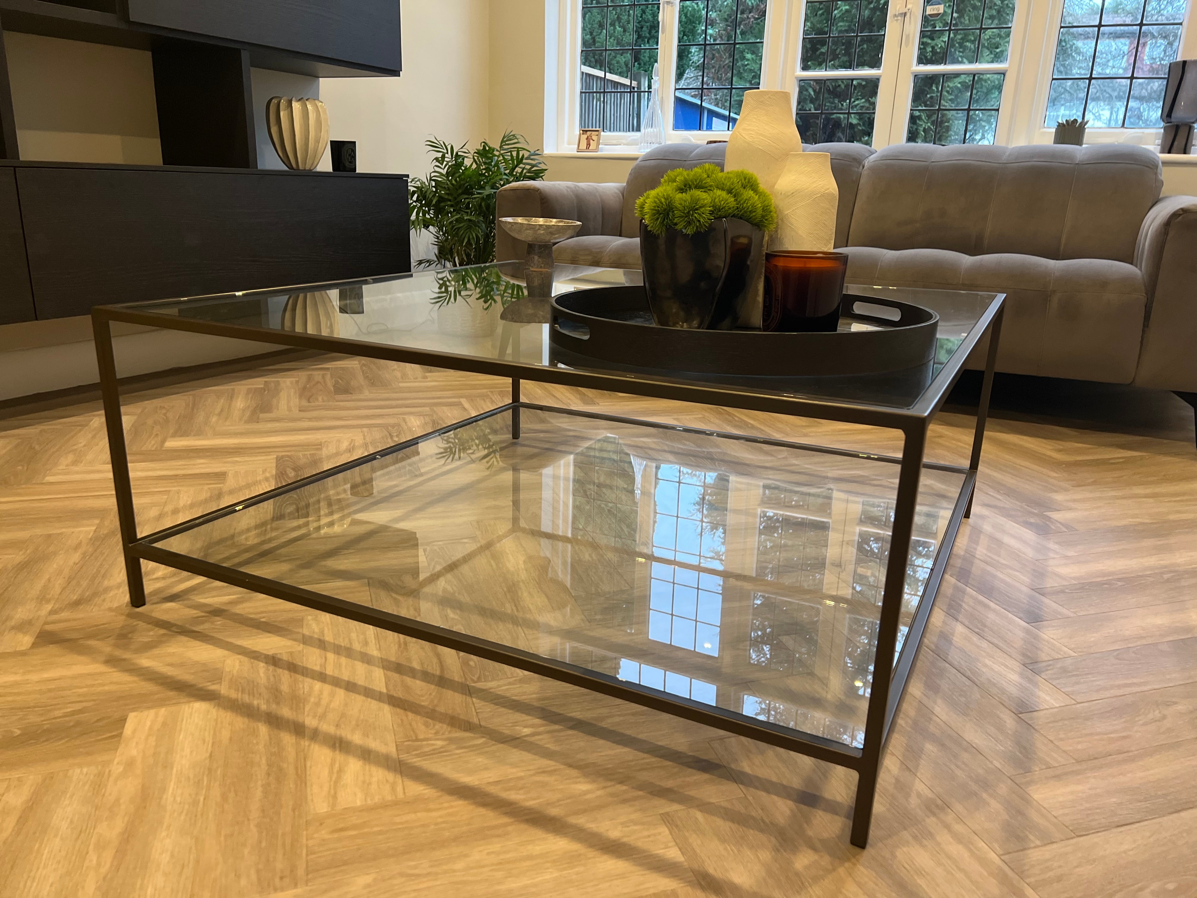 Modern square glass 2024 coffee table