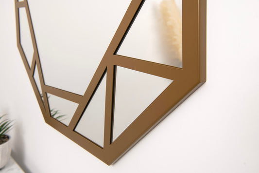 Abstract Geometric Wall Mirror - RESS Furniture Ltd. Pearl Gold Frame