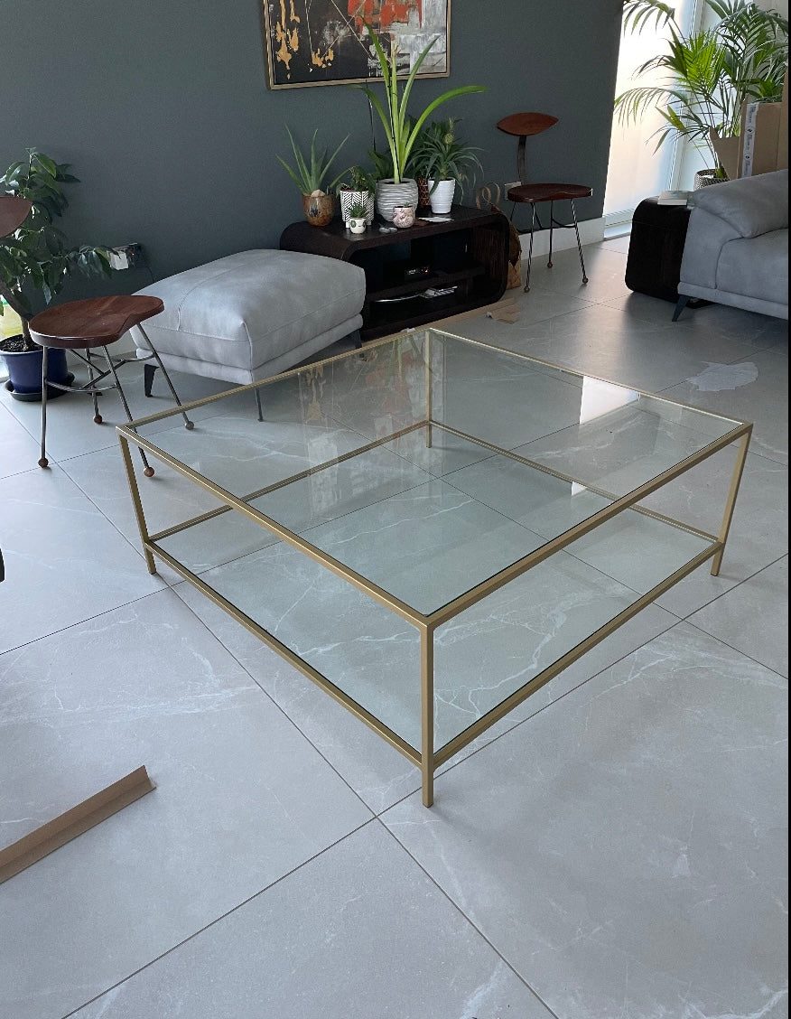 Brass and glass on sale cocktail tables